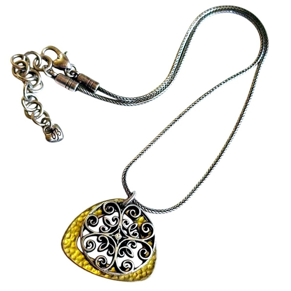 Brighton Highland Park necklace silver plated Two tone Crystal rope chain 18"
